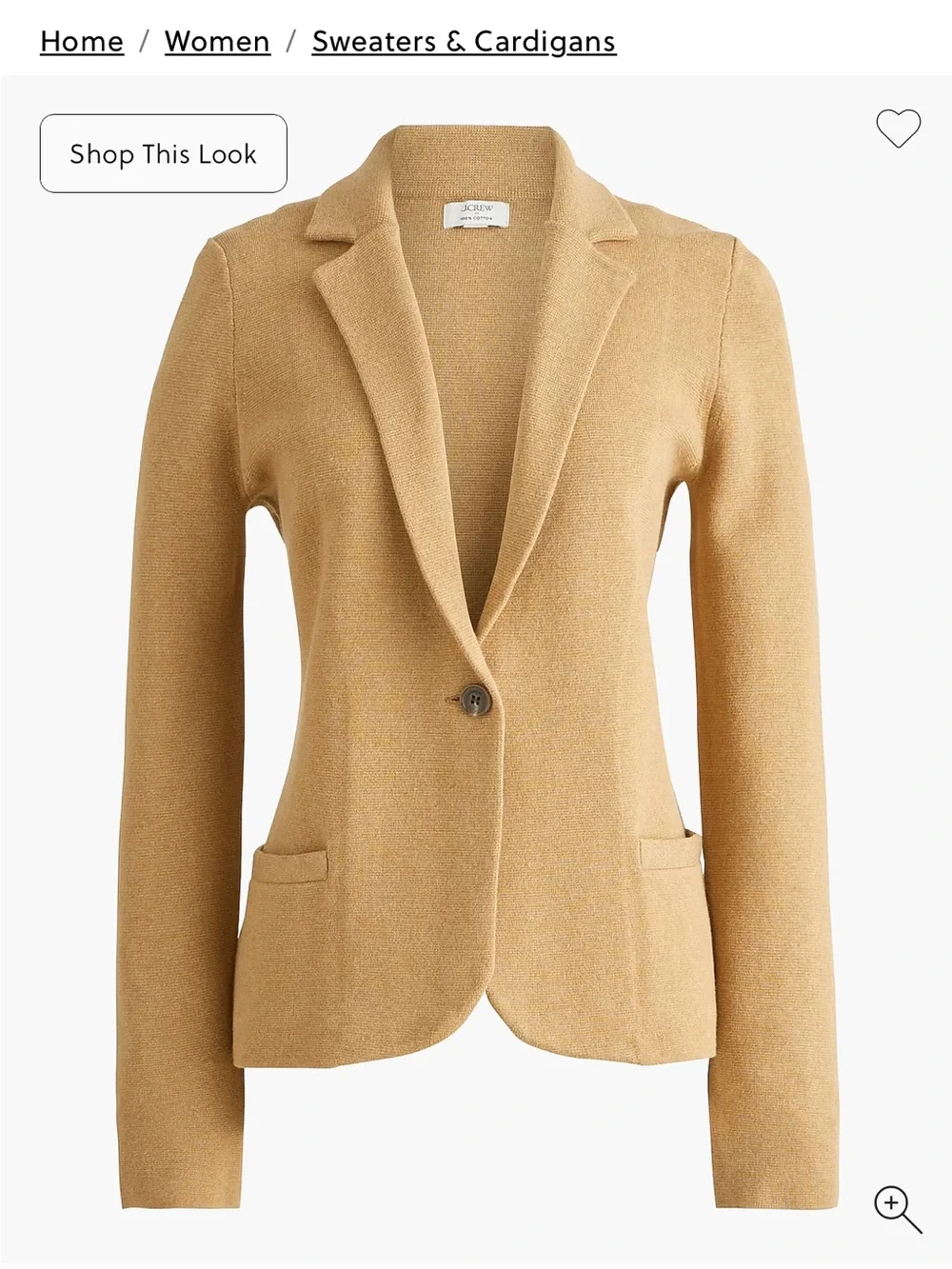 J. Crew Factory Schoolboy Sweater Blazer Heather Acorn 100% Cotton Large NWT